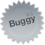 Starburst-shaped badge that reads ‘Buggy’.
